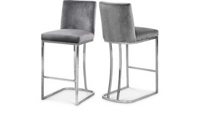 Heidi Grey Velvet Stool