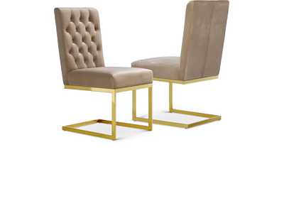 Image for Cameron Beige Velvet Dining Chair (Set of 2)
