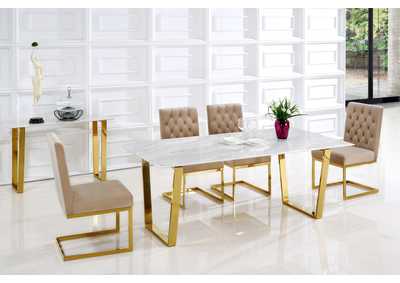 Image for Cameron Gold Dining Table w/4 Beige Chair