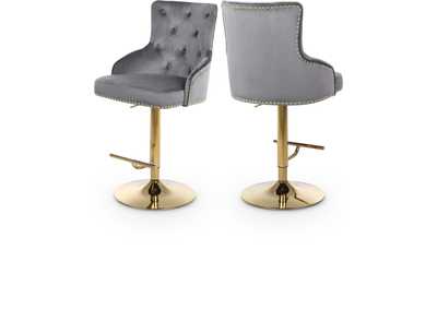 Claude Grey Velvet Adjustable Stool