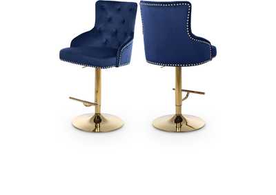 Claude Navy Velvet Adjustable Stool