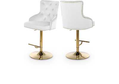 Claude White Velvet Adjustable Stool