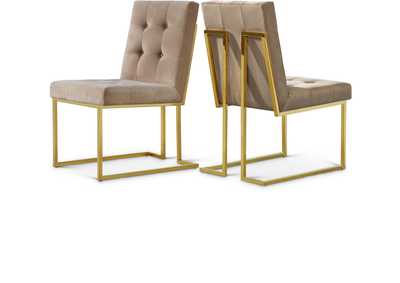 Pierre Beige Velvet Dining Chair Set of 2