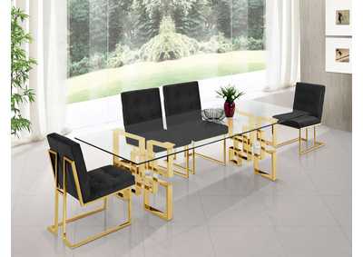 Pierre Gold Dining Table w/4 Black Chair