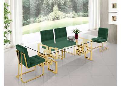 Pierre Gold Dining Table w/4 Green Chair