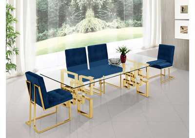 Pierre Gold Dining Table w/4 Navy Chair