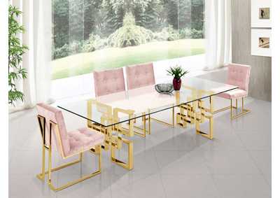 Pierre Gold Dining Table w/4 Pink Chair