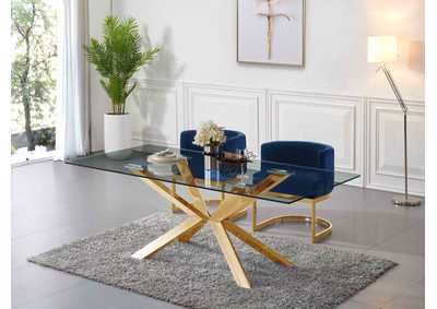 Capri Gold Dining Table w/2 Navy Chair