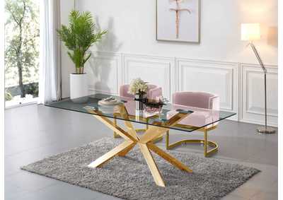 Capri Gold Dining Table w/2 Pink Chair