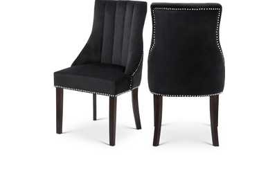 Oxford Black Velvet Dining Chair Set of 2