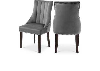 Image for Oxford Grey Velvet Dining Chair Set of 2