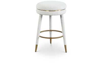 Image for Coral Cream Boucle Fabric Counter Stool