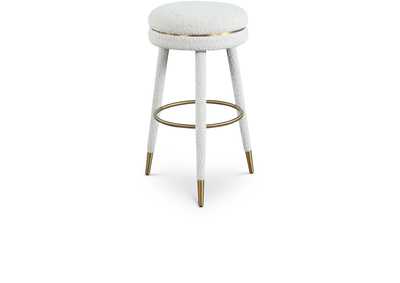 Coral Cream Boucle Fabric Bar Stool