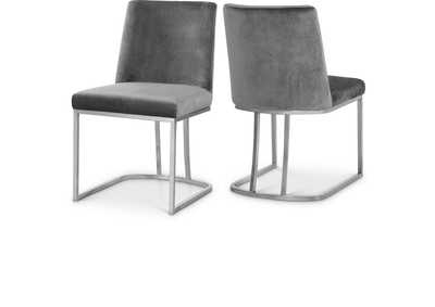 Heidi Grey Velvet Dining Chair Set of 2