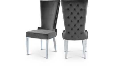 Serafina Grey Velvet Dining Chair Set of 2