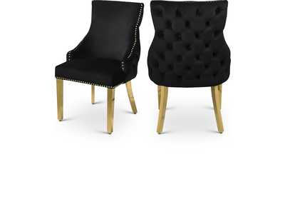 Image for Tuft Black Velvet Dining Chair Set of 2