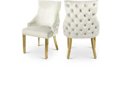 Tuft Cream Velvet Dining Chair Set of 2