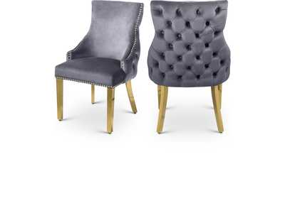 Image for Tuft Grey Velvet Dining Chair Set of 2