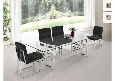 Image for Alexis Chrome Dining Table w/4 Black Chair