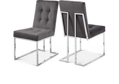 Image for Alexis Grey Velvet Dining Chair Set of 2