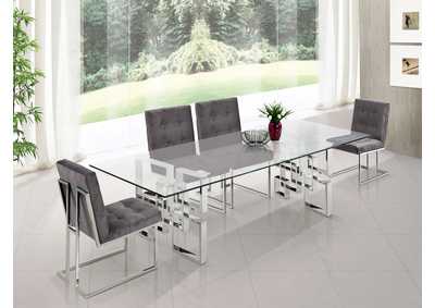 Alexis Chrome Dining Table w/4 Grey Chair