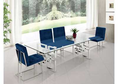 Image for Alexis Chrome Dining Table w/4 Navy Chair