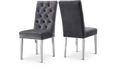 Image for Juno Grey Velvet Dining Chair Set of 2