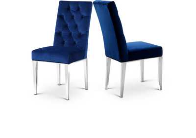 Image for Juno Navy Velvet Dining Chair Set of 2