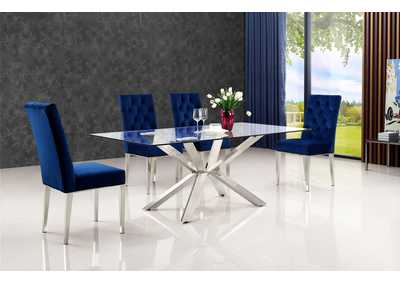 Image for Juno Chrome Dining Table w/4 Navy Chair