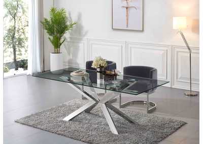 Image for Juno Chrome Dining Table w/2 Grey Chair