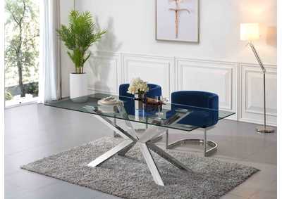 Image for Juno Chrome Dining Table w/2 Navy Chair