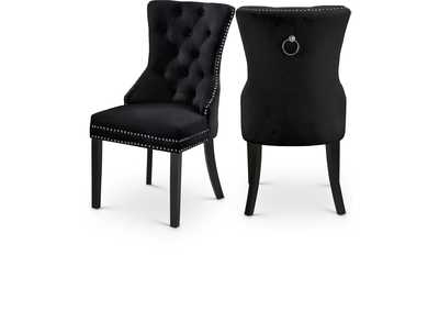 Nikki Black Velvet Dining Chair Set of 2,Meridian Furniture