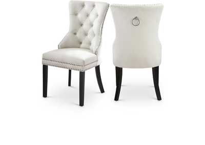 Nikki Cream Velvet Dining Chair Set of 2,Meridian Furniture