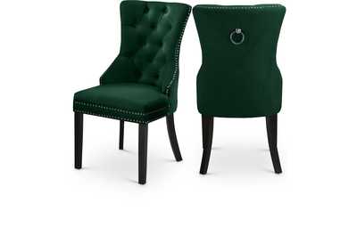 Nikki Green Velvet Dining Chair Set of 2,Meridian Furniture