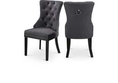 Nikki Grey Velvet Dining Chair Set of 2,Meridian Furniture