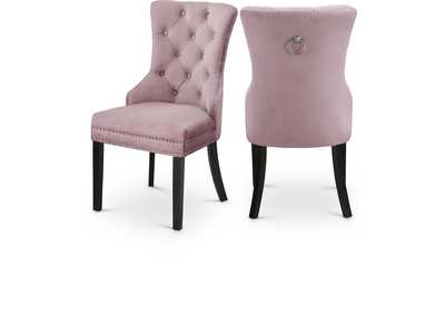 Nikki Pink Velvet Dining Chair Set of 2,Meridian Furniture
