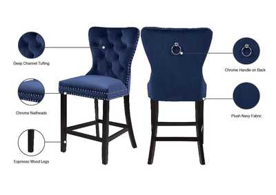 Image for Gio Chrome Counter Table w/4 Navy Stool