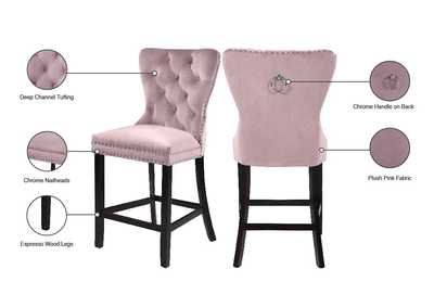 Image for Gio Chrome Counter Table w/4 Pink Stool