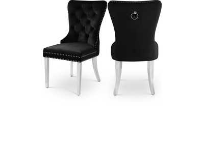 Image for Carmen Black Velvet Dining Chair
