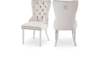 Carmen Cream Velvet Dining Chair Set of 2,Meridian Furniture