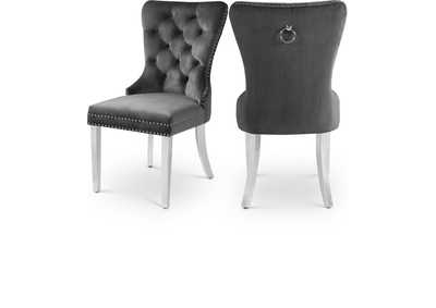 Image for Carmen Grey Velvet Dining Chair (Set of 2)