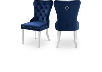 Image for Carmen Navy Velvet Dining Chair (Set of 2)