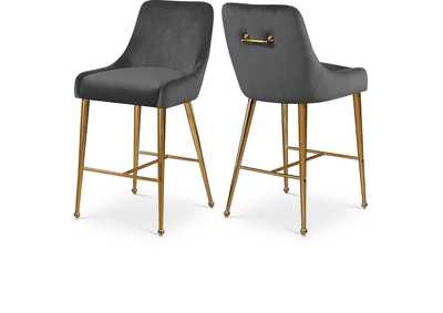 Owen Grey Velvet Stool Set of 2