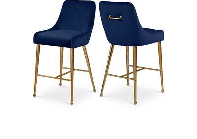 Owen Navy Velvet Stool Set of 2