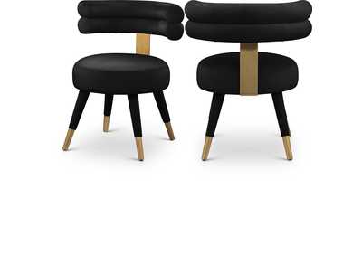 Fitzroy Black Velvet Dining Chair Set of 2