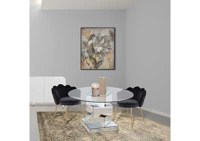 Haven Chrome Dining Table w/2 Black Chair