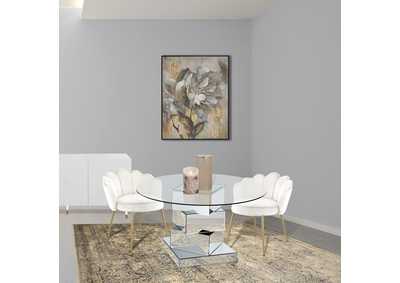 Haven Chrome Dining Table w/2 Cream Chair