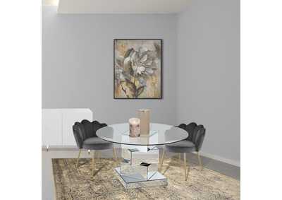 Haven Chrome Dining Table w/2 Grey Chair