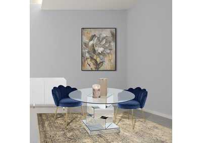 Haven Chrome Dining Table w/2 Navy Chair