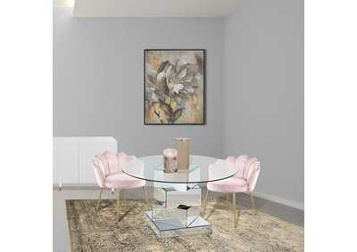 Haven Chrome Dining Table w/2 Pink Chair